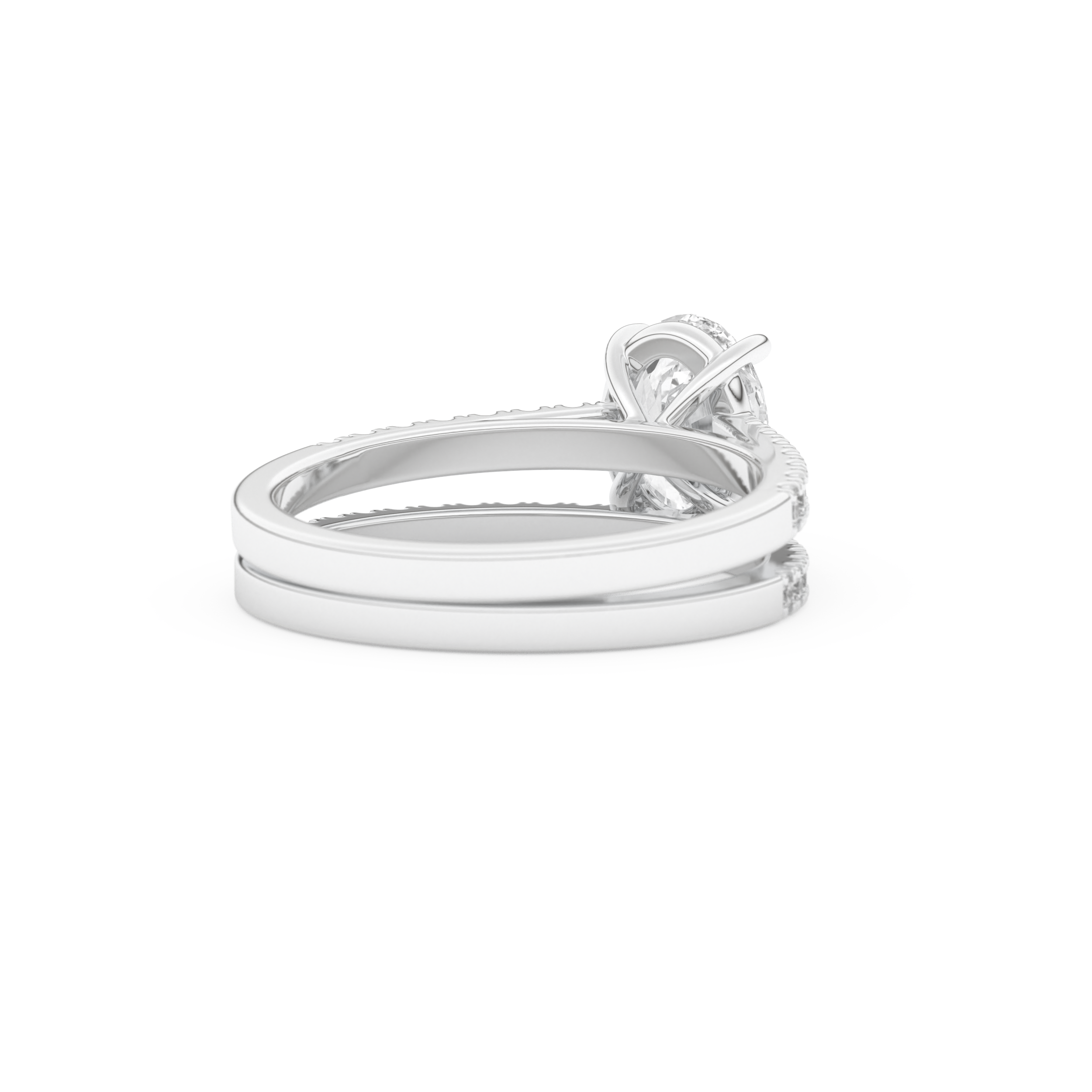 Oval Cut Moissanite Bridal Set with Pave Settings– 1.09 CT Center, 0.28 TCW Accents 3