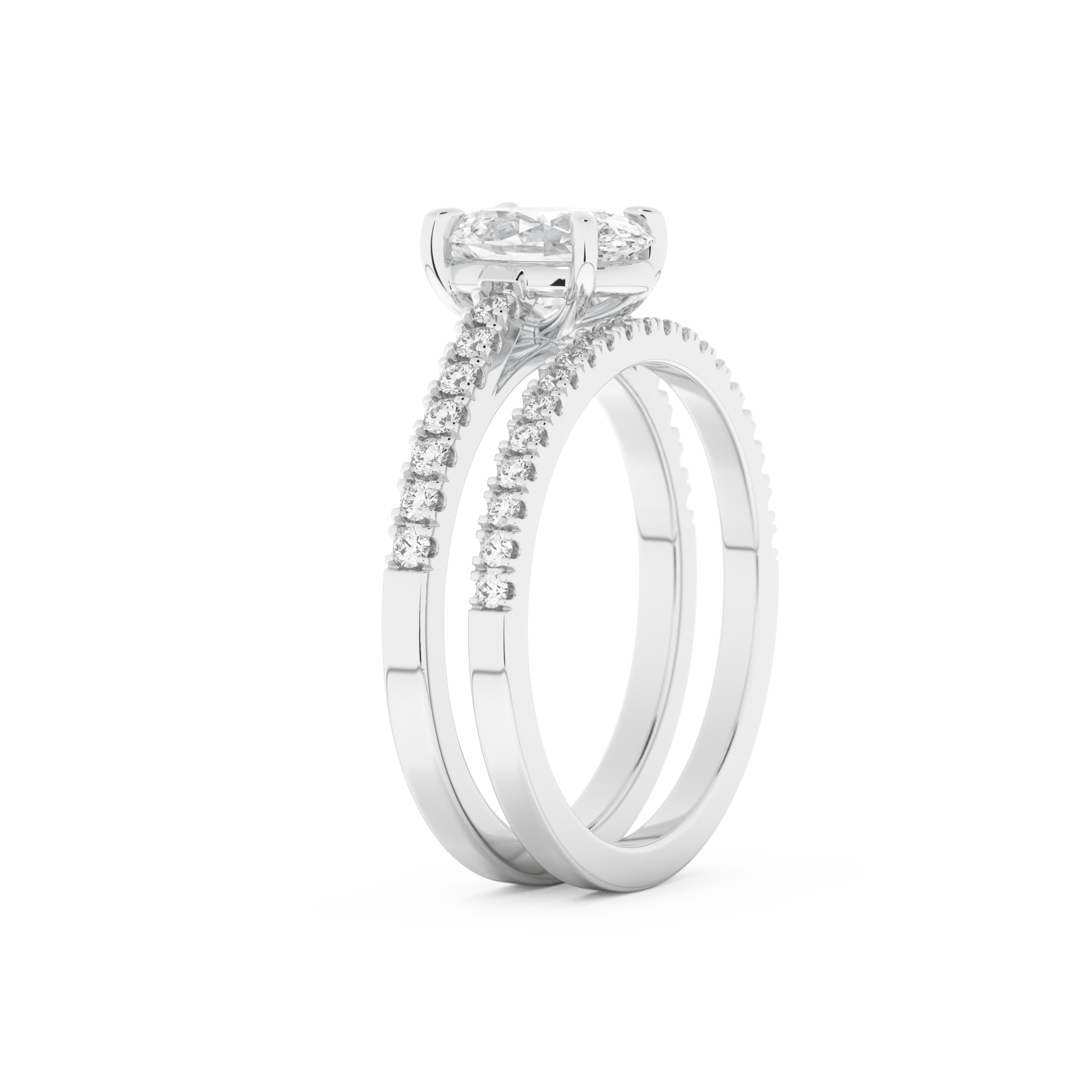 Oval Cut Moissanite Bridal Set with Pave Settings– 1.09 CT Center, 0.28 TCW Accents 6