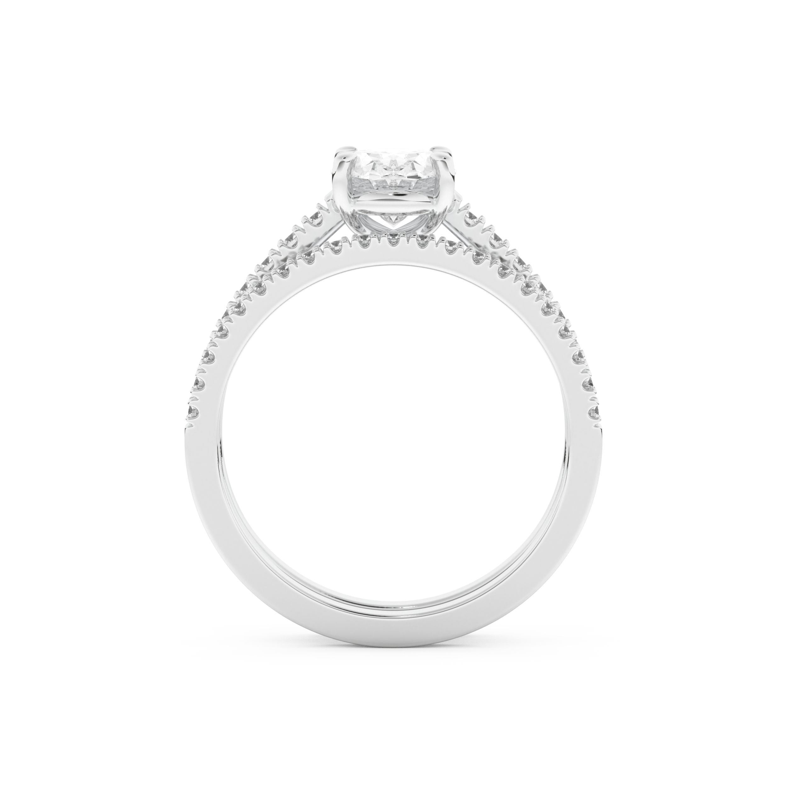 Oval Cut Moissanite Bridal Set with Pave Settings– 1.09 CT Center, 0.28 TCW Accents 5