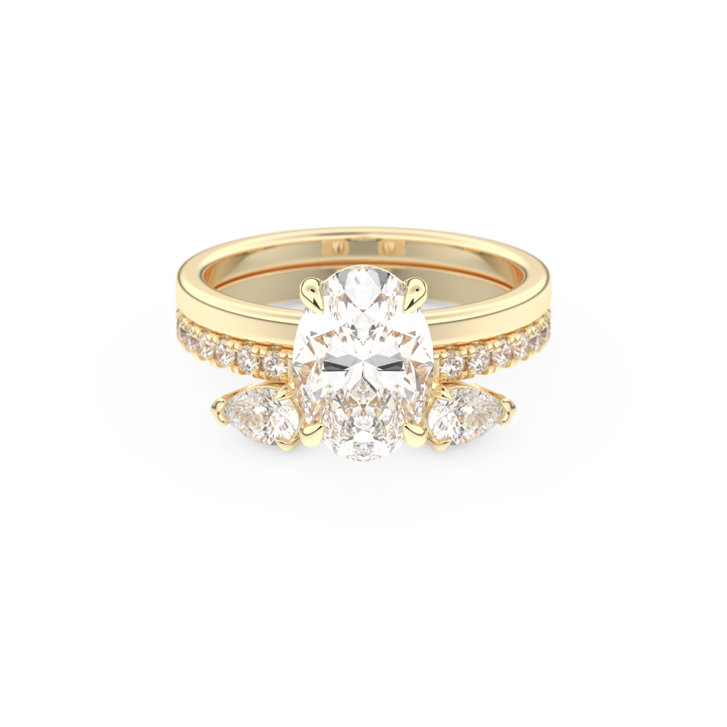 Oval Cut Moissanite Bridal Set with Solitaire Settings– 2.12 CT Center, 0.48 TCW Accents 7