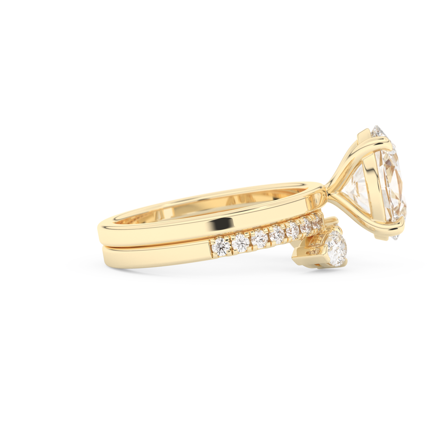 Oval Cut Moissanite Bridal Set with Solitaire Settings– 2.12 CT Center, 0.48 TCW Accents