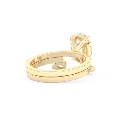 Oval Cut Moissanite Bridal Set with Solitaire Settings– 2.12 CT Center, 0.48 TCW Accents