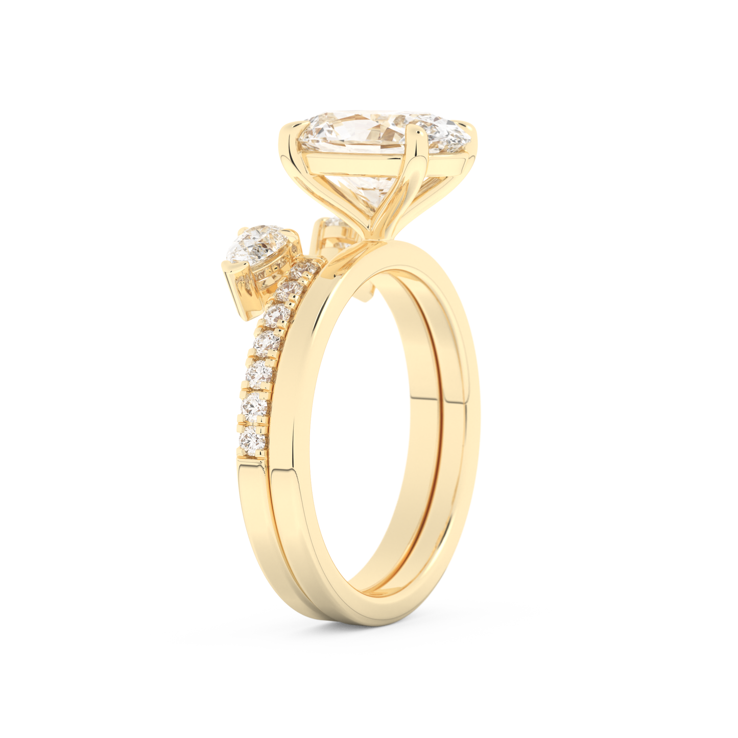 Oval Cut Moissanite Bridal Set with Solitaire Settings– 2.12 CT Center, 0.48 TCW Accents