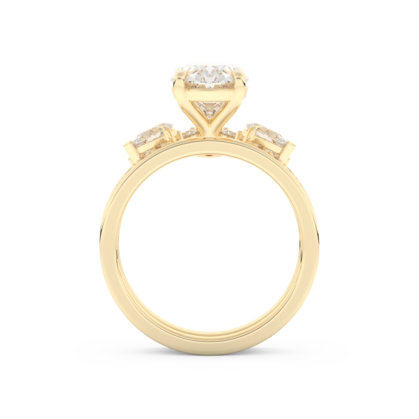 Oval Cut Moissanite Bridal Set with Solitaire Settings– 2.12 CT Center, 0.48 TCW Accents