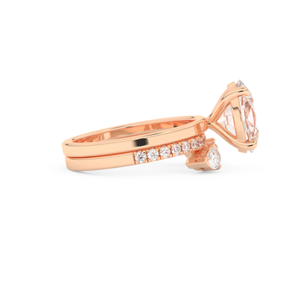 Oval Cut Moissanite Bridal Set with Solitaire Settings– 2.12 CT Center, 0.48 TCW Accents