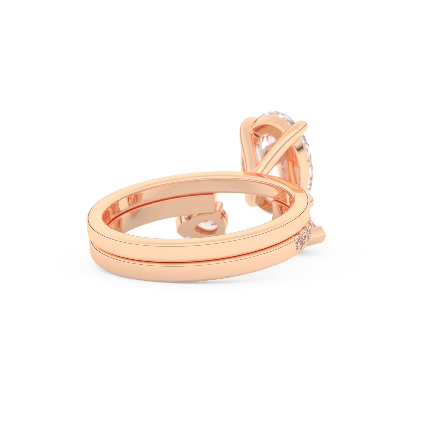 Oval Cut Moissanite Bridal Set with Solitaire Settings– 2.12 CT Center, 0.48 TCW Accents