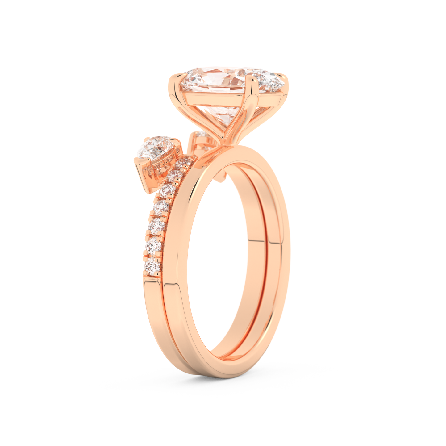 Oval Cut Moissanite Bridal Set with Solitaire Settings– 2.12 CT Center, 0.48 TCW Accents