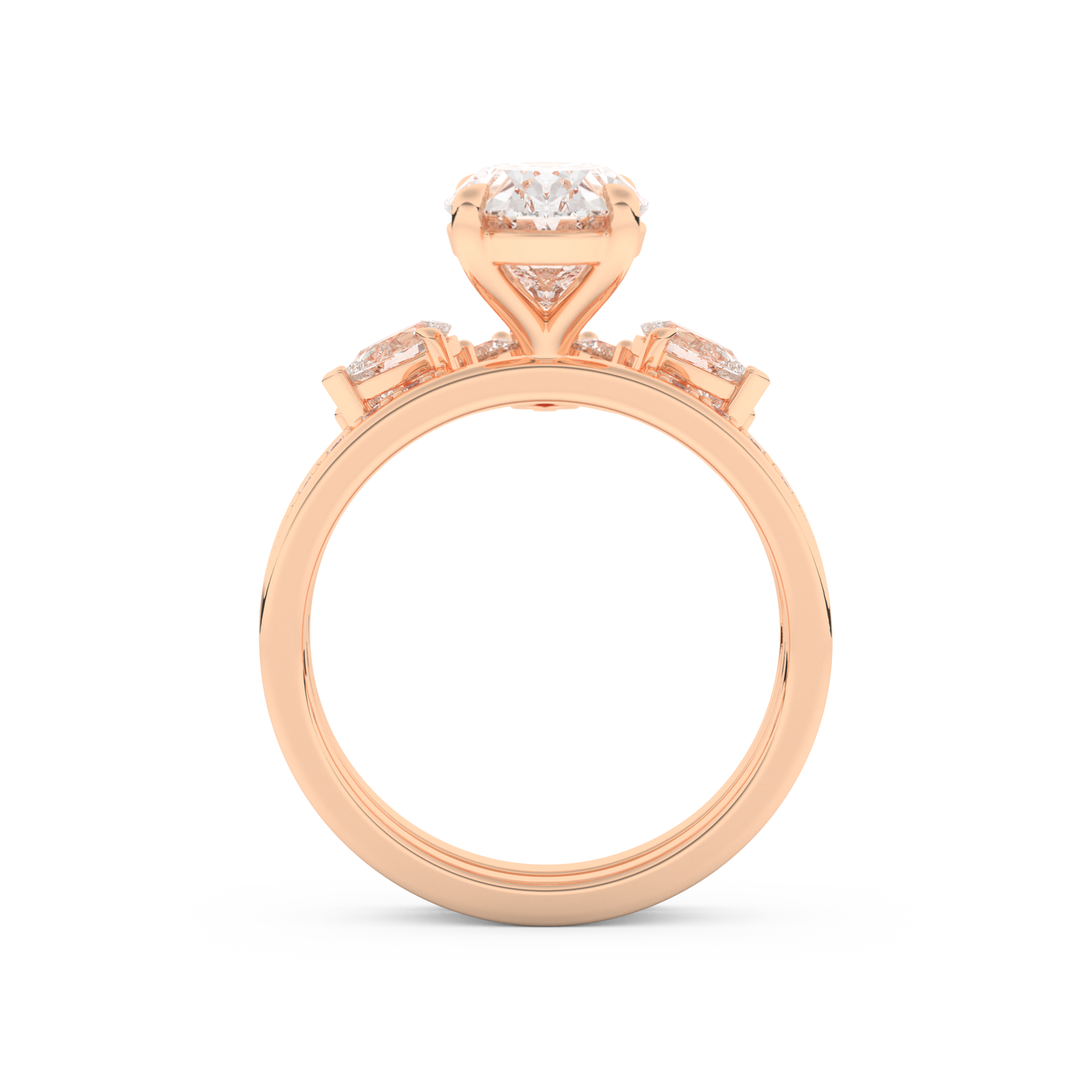 Oval Cut Moissanite Bridal Set with Solitaire Settings– 2.12 CT Center, 0.48 TCW Accents