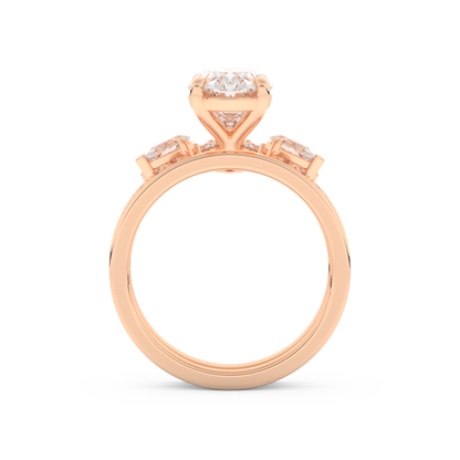 Oval Cut Moissanite Bridal Set with Solitaire Settings– 2.12 CT Center, 0.48 TCW Accents