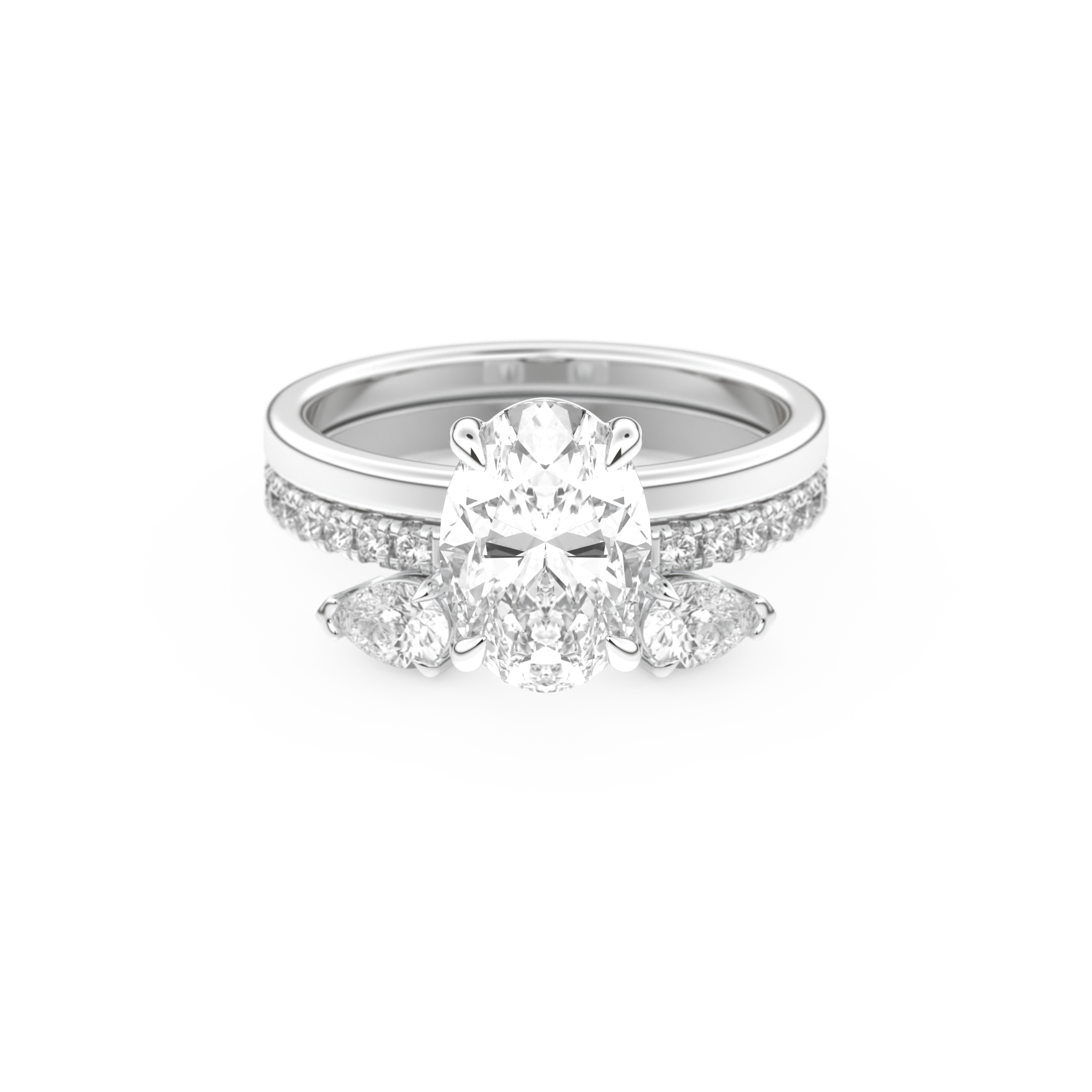 Oval Cut Moissanite Bridal Set with Solitaire Settings– 2.12 CT Center, 0.48 TCW Accents 1