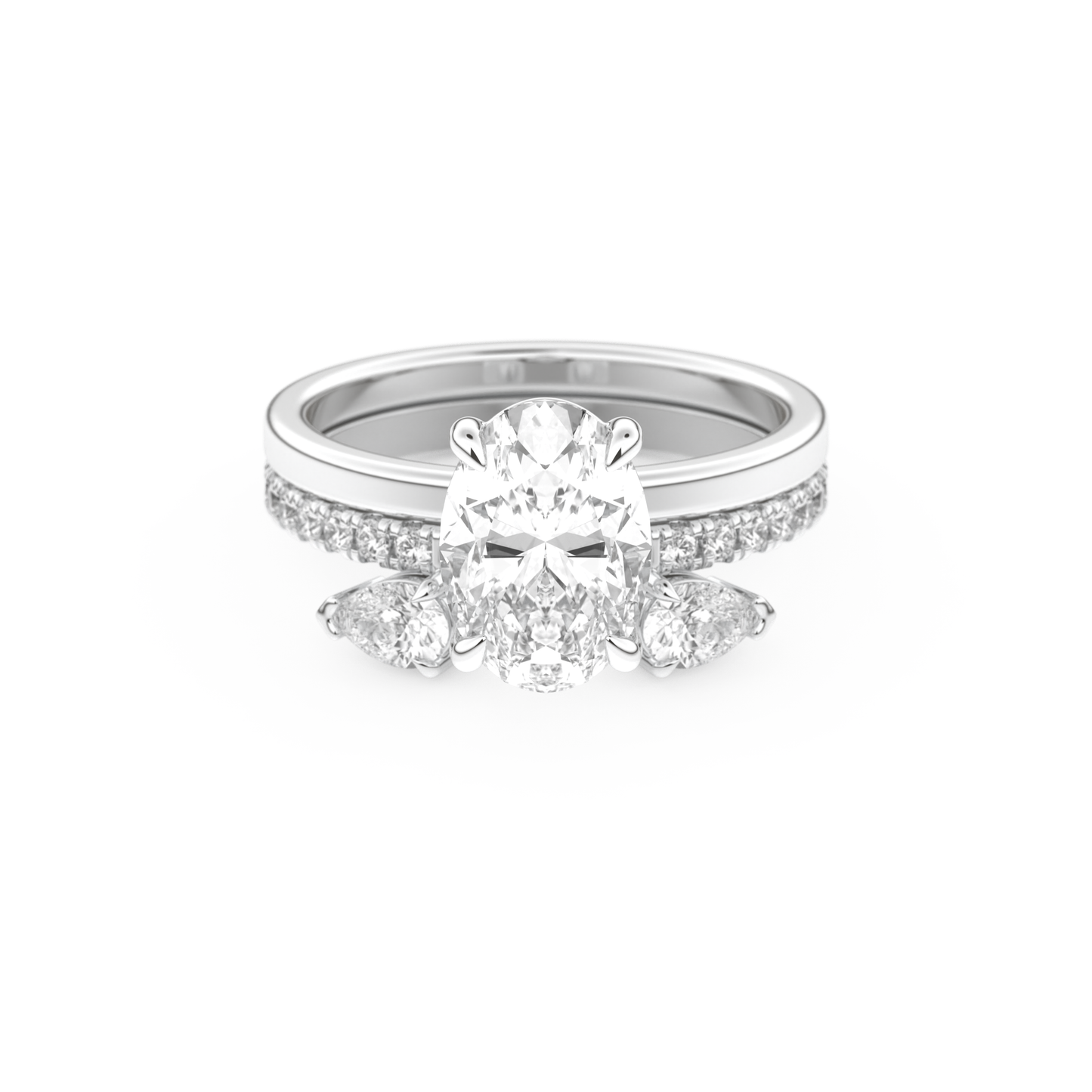 Oval Cut Moissanite Bridal Set with Solitaire Settings– 2.12 CT Center, 0.48 TCW Accents