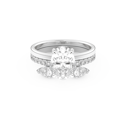 Oval Cut Moissanite Bridal Set with Solitaire Settings– 2.12 CT Center, 0.48 TCW Accents
