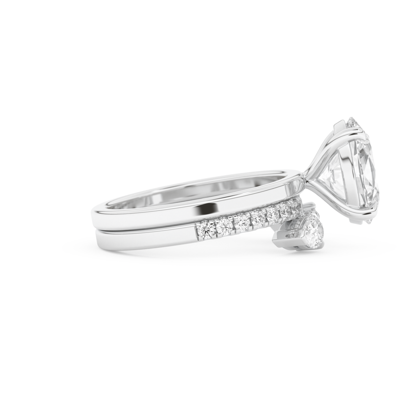 Oval Cut Moissanite Bridal Set with Solitaire Settings– 2.12 CT Center, 0.48 TCW Accents