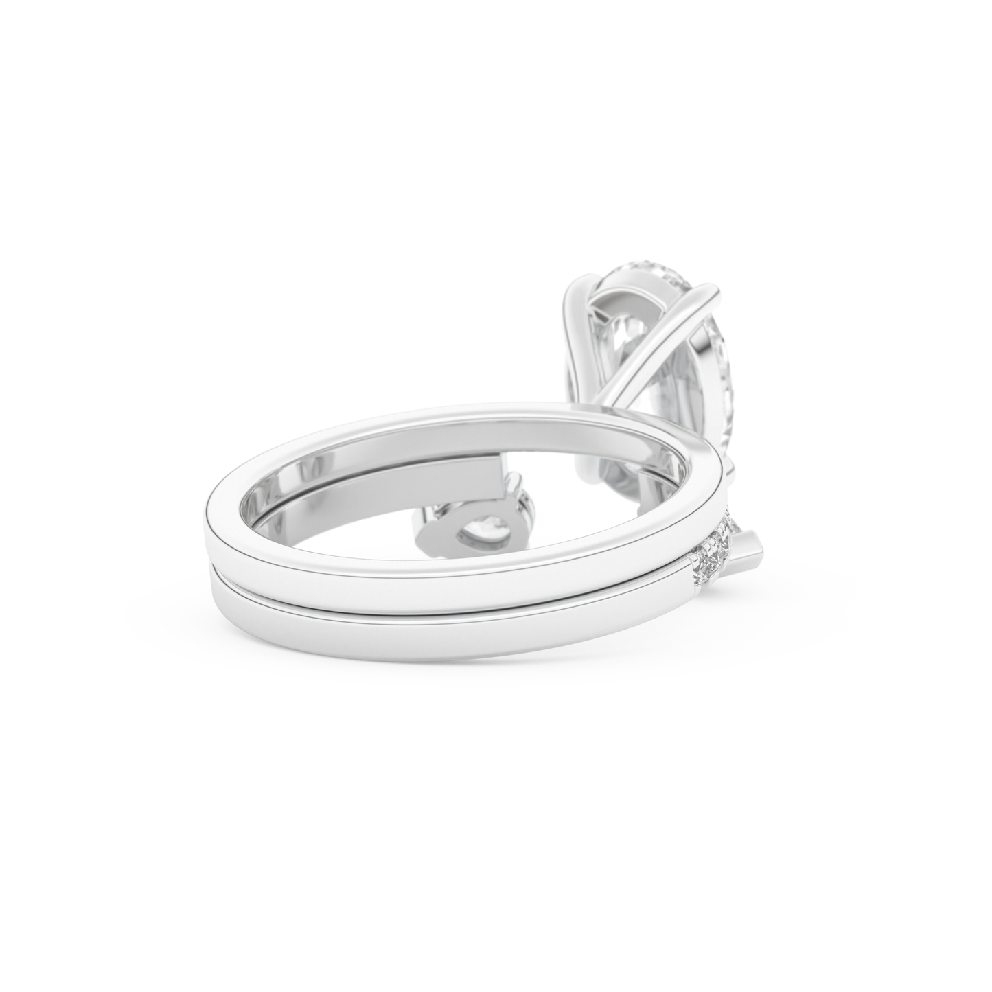 Oval Cut Moissanite Bridal Set with Solitaire Settings– 2.12 CT Center, 0.48 TCW Accents