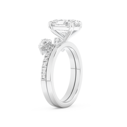 Oval Cut Moissanite Bridal Set with Solitaire Settings– 2.12 CT Center, 0.48 TCW Accents