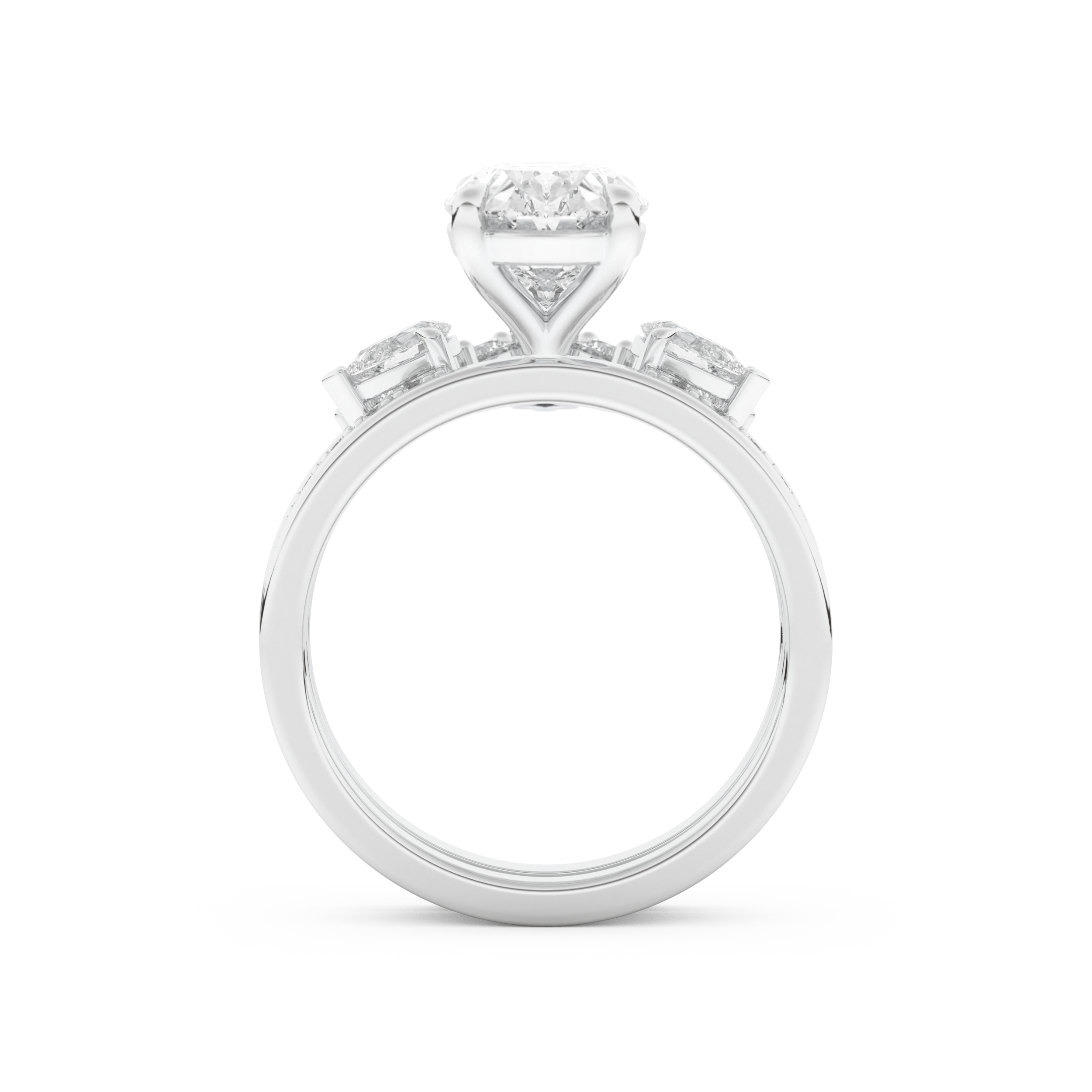 Oval Cut Moissanite Bridal Set with Solitaire Settings– 2.12 CT Center, 0.48 TCW Accents 4