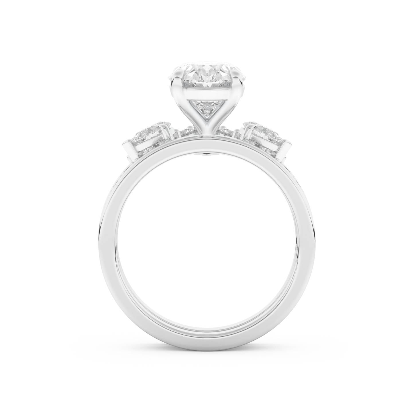 Oval Cut Moissanite Bridal Set with Solitaire Settings– 2.12 CT Center, 0.48 TCW Accents