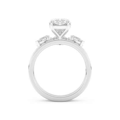 Oval Cut Moissanite Bridal Set with Solitaire Settings– 2.12 CT Center, 0.48 TCW Accents