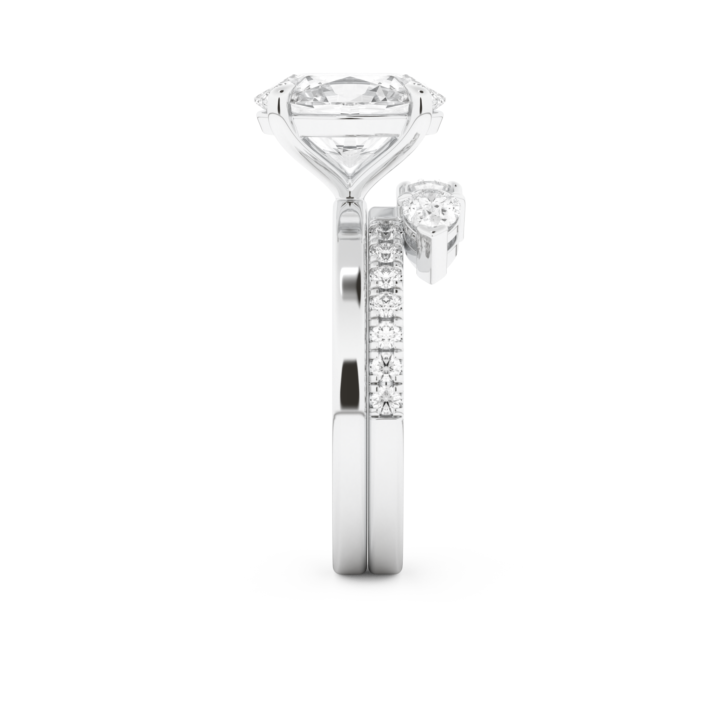 Oval Cut Moissanite Bridal Set with Solitaire Settings– 2.12 CT Center, 0.48 TCW Accents 3