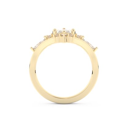 Marquise Cut Moissanite Bridal Set with Solitaire Settings– 1.08 CT Center, 0.32 TCW Accents