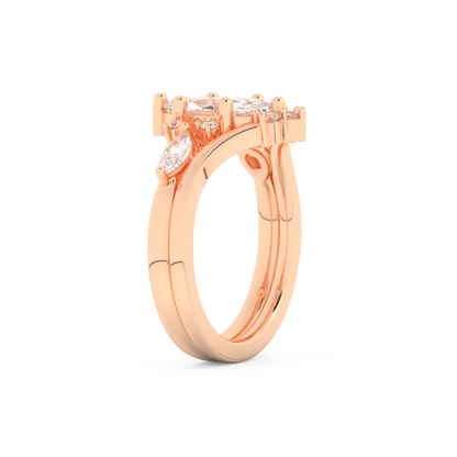 Marquise Cut Moissanite Bridal Set with Solitaire Settings– 1.08 CT Center, 0.32 TCW Accents