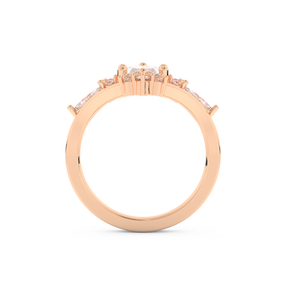 Marquise Cut Moissanite Bridal Set with Solitaire Settings– 1.08 CT Center, 0.32 TCW Accents