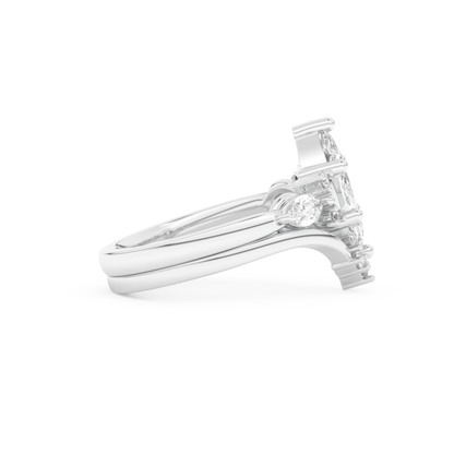 Marquise Cut Moissanite Bridal Set with Solitaire Settings– 1.08 CT Center, 0.32 TCW Accents