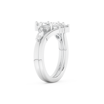 Marquise Cut Moissanite Bridal Set with Solitaire Settings– 1.08 CT Center, 0.32 TCW Accents
