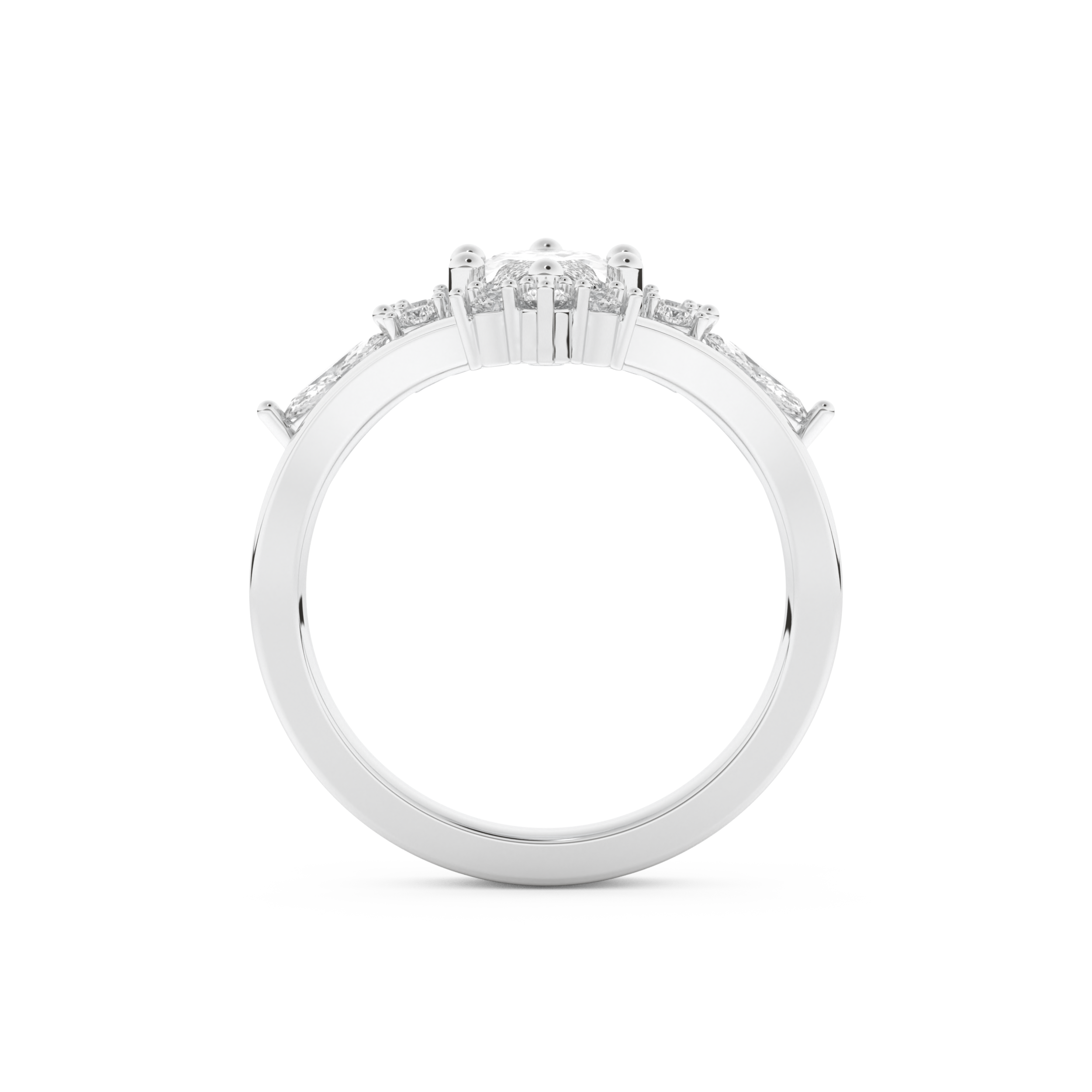 Marquise Cut Moissanite Bridal Set with Solitaire Settings– 1.08 CT Center, 0.32 TCW Accents 6