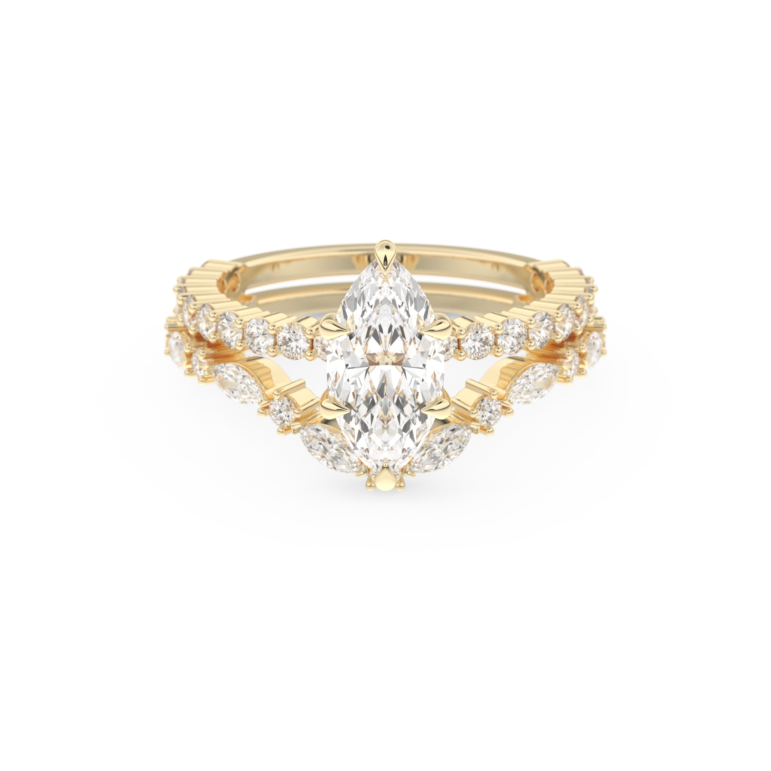 Marquise Cut Moissanite Bridal Set with Pave Settings– 1.08 CT Center, 0.85 TCW Accents 7