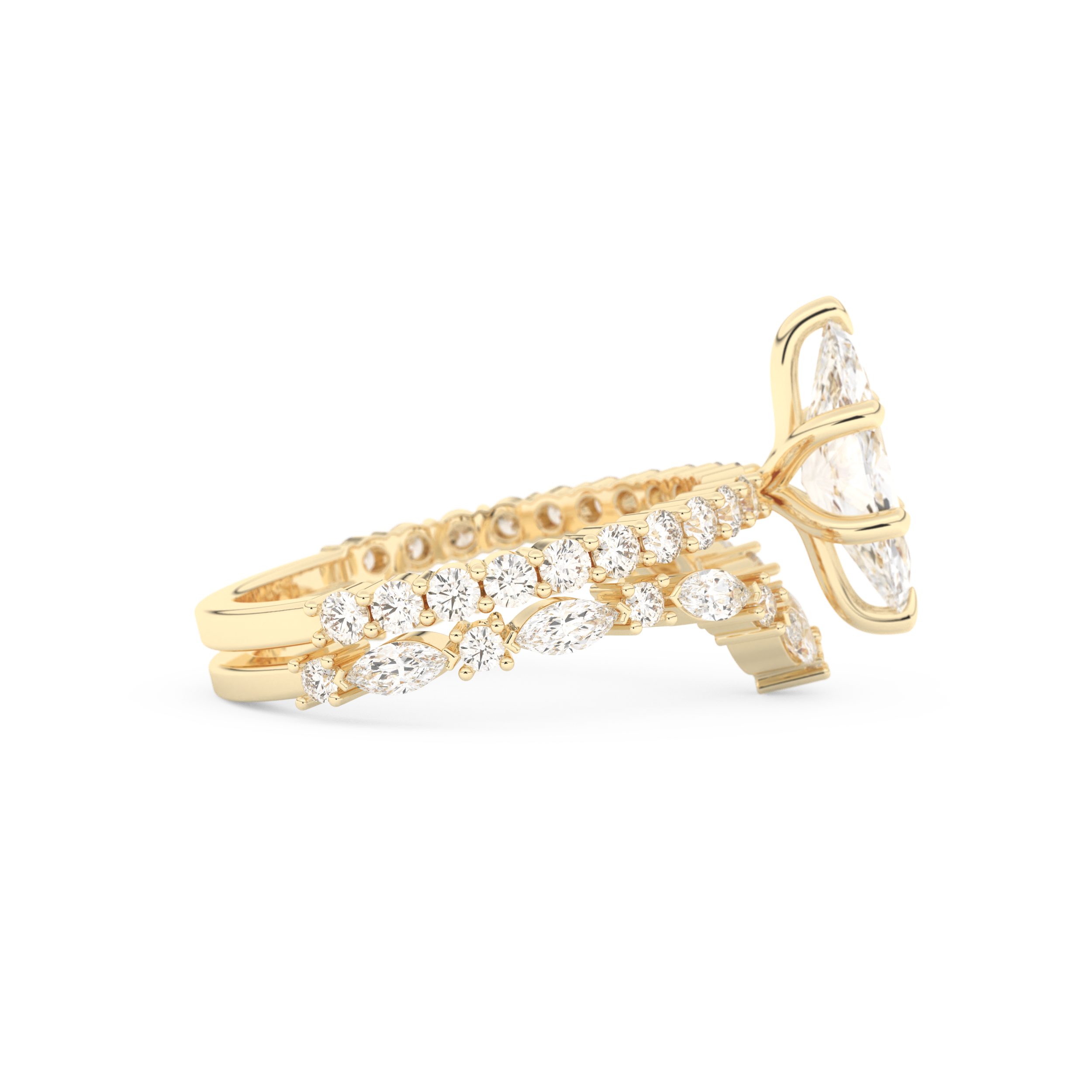 Marquise Cut Moissanite Bridal Set with Pave Settings– 1.08 CT Center, 0.85 TCW Accents 8