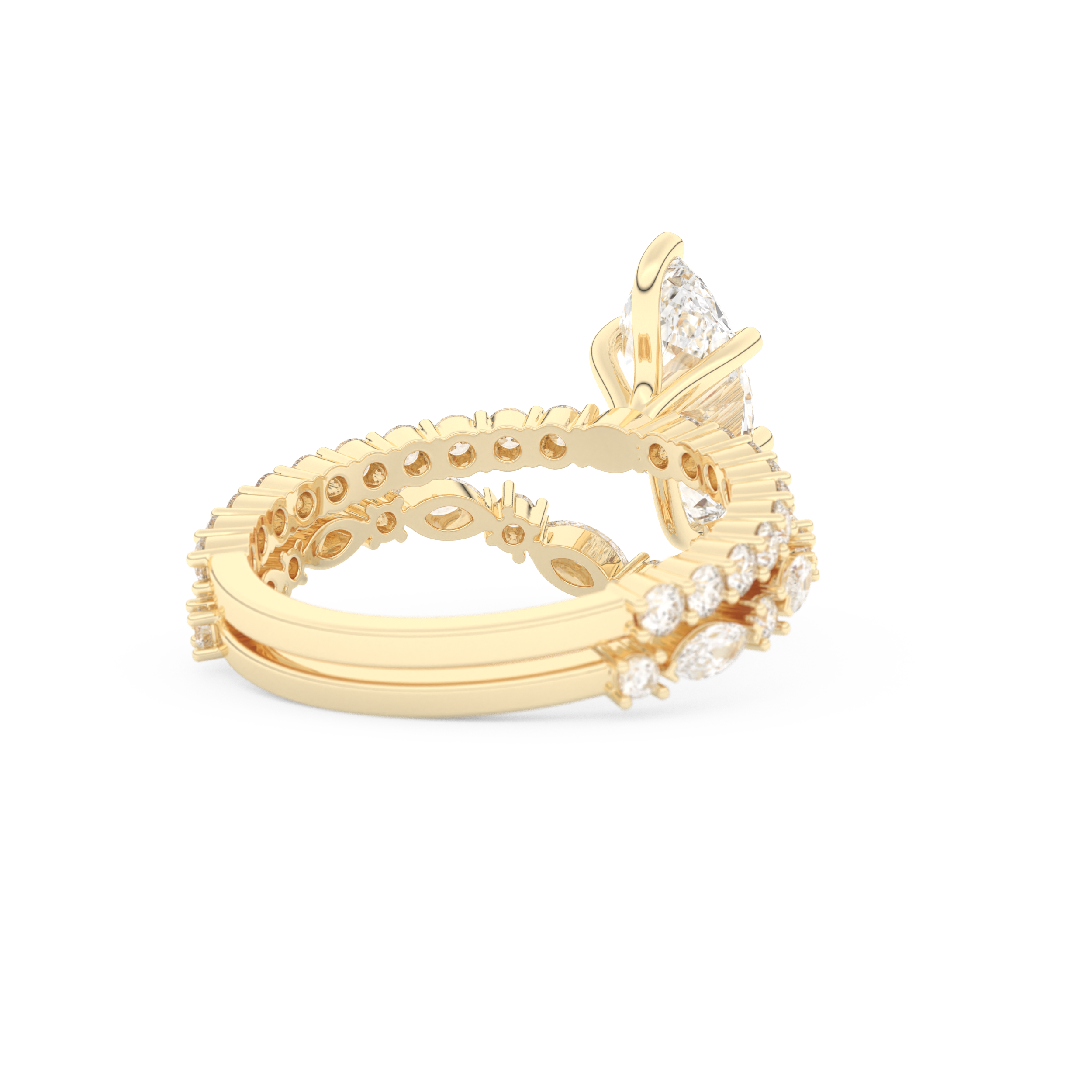 Marquise Cut Moissanite Bridal Set with Pave Settings– 1.08 CT Center, 0.85 TCW Accents 9