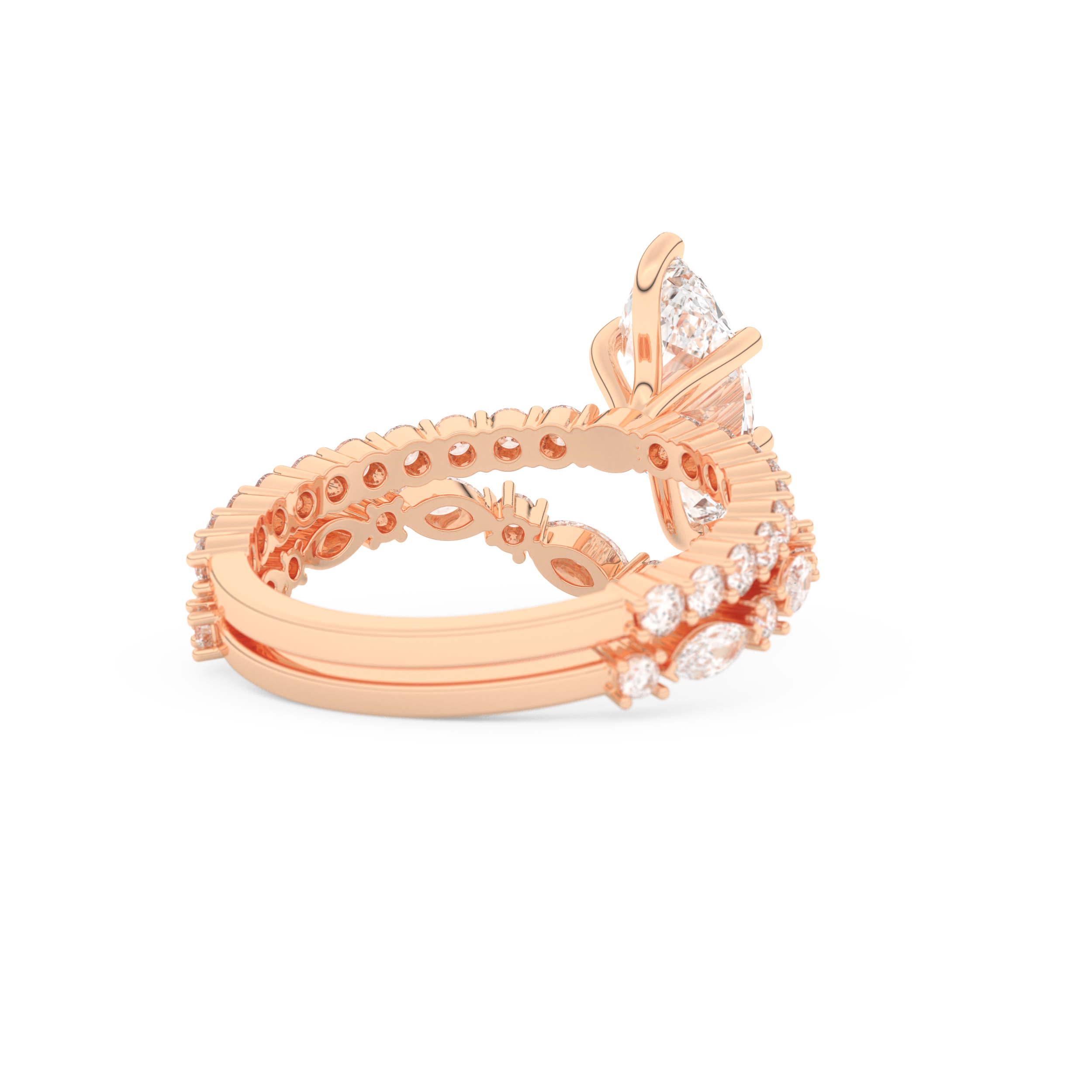 Marquise Cut Moissanite Bridal Set with Pave Settings– 1.08 CT Center, 0.85 TCW Accents 15