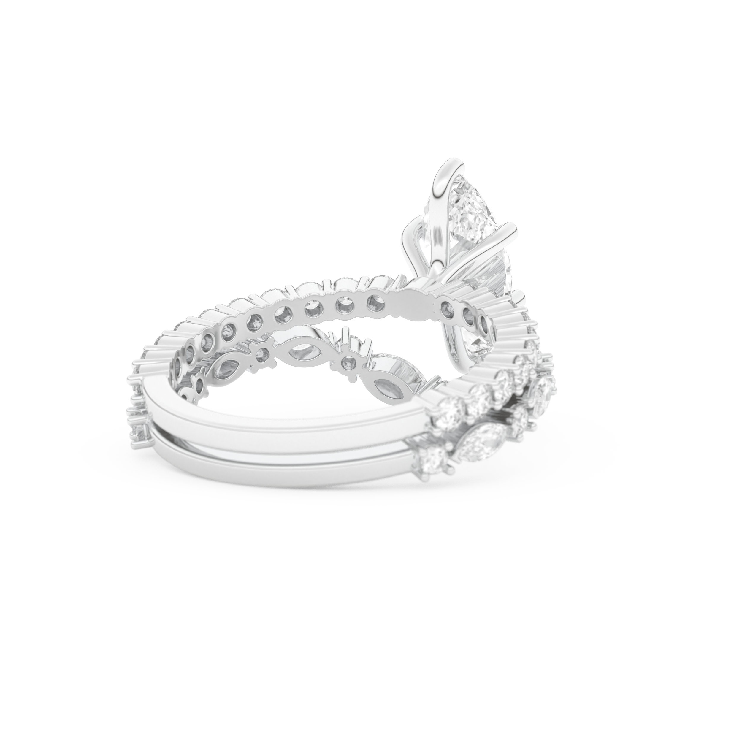 Marquise Cut Moissanite Bridal Set with Pave Settings– 1.08 CT Center, 0.85 TCW Accents 3