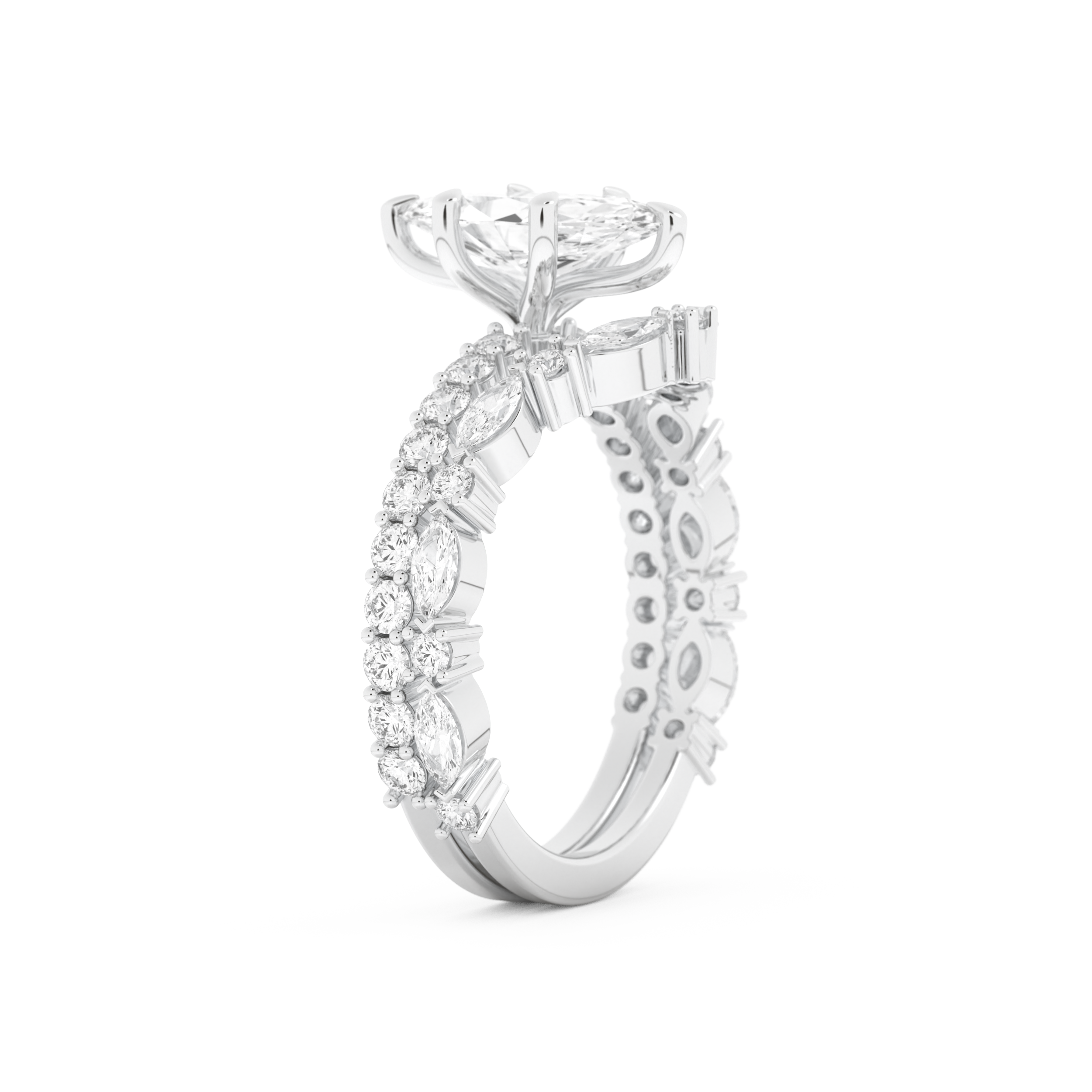 Marquise Cut Moissanite Bridal Set with Pave Settings– 1.08 CT Center, 0.85 TCW Accents 6