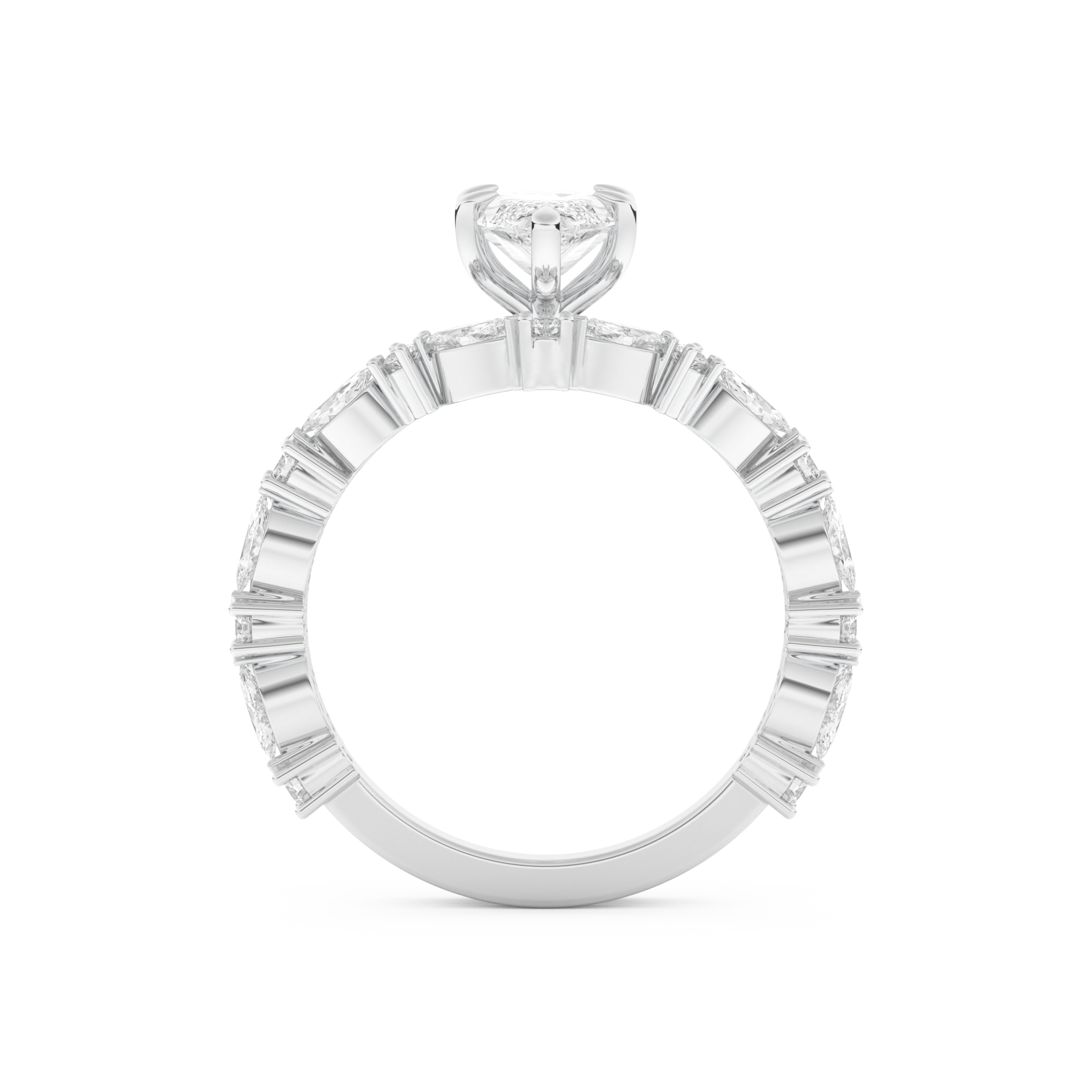 Marquise Cut Moissanite Bridal Set with Pave Settings– 1.08 CT Center, 0.85 TCW Accents 5
