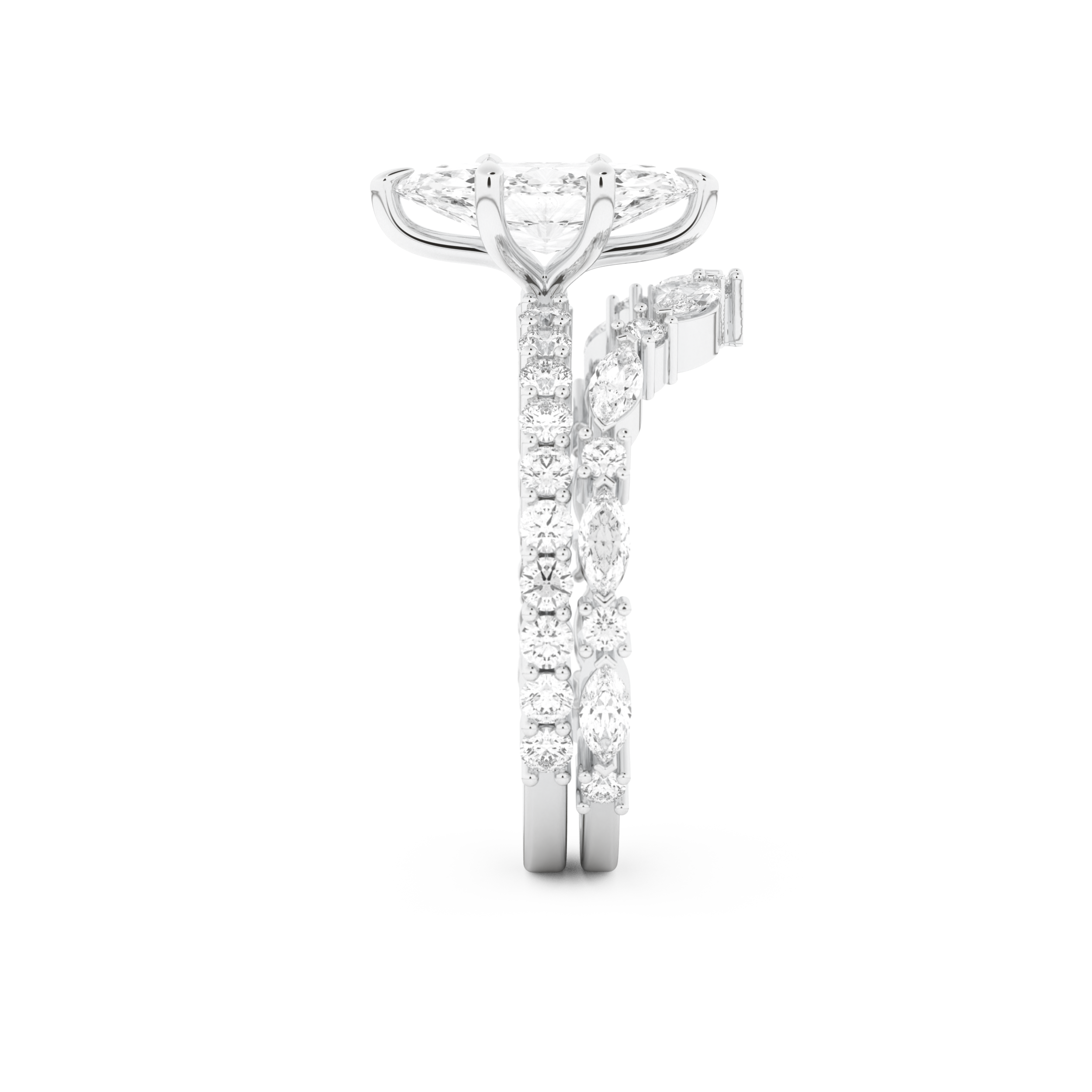 Marquise Cut Moissanite Bridal Set with Pave Settings– 1.08 CT Center, 0.85 TCW Accents 4