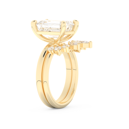 Emerald Cut Moissanite Bridal Set with Solitaire Settings– 3.71 CT Center, 0.41 TCW Accents