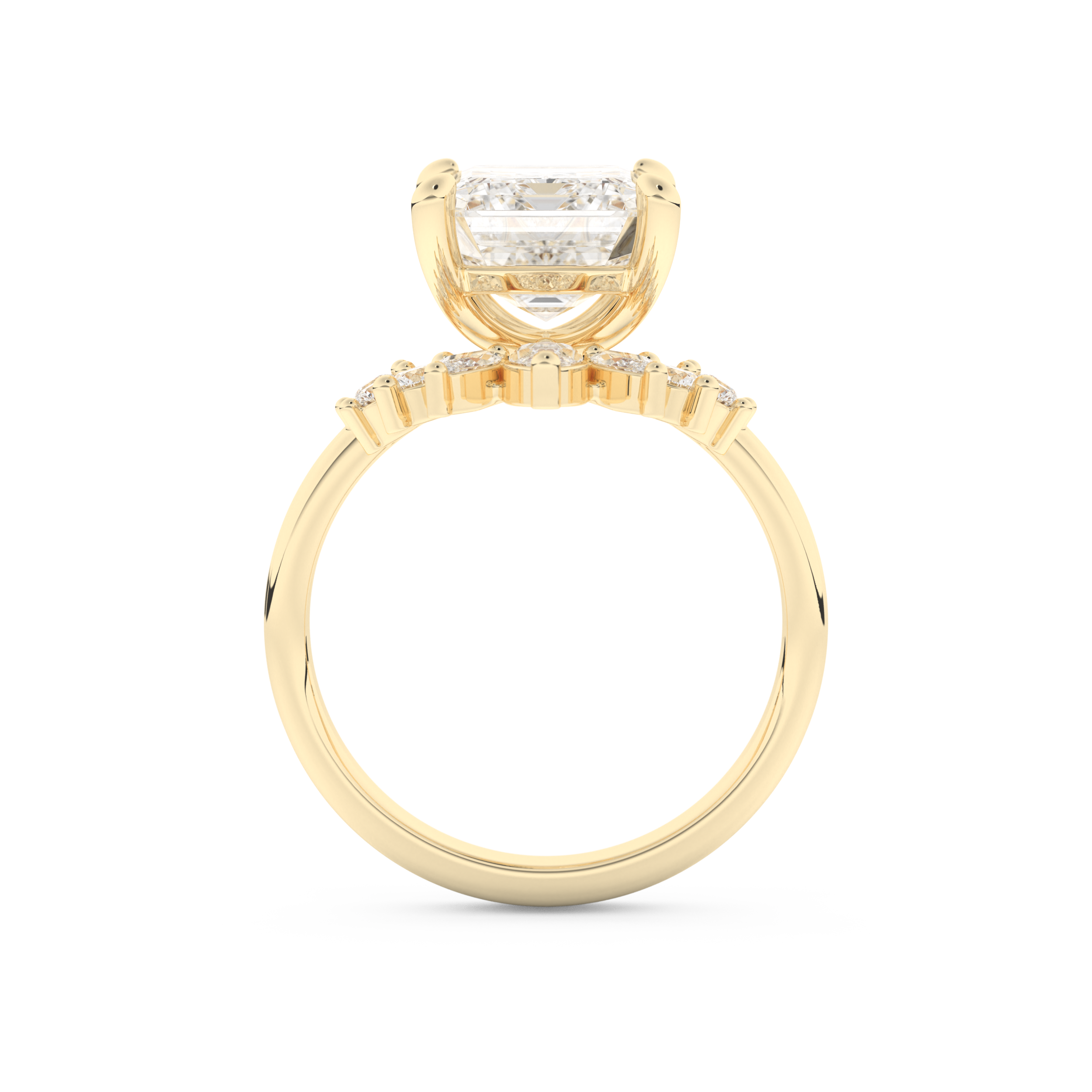 Emerald Cut Moissanite Bridal Set with Solitaire Settings– 3.71 CT Center, 0.41 TCW Accents 11