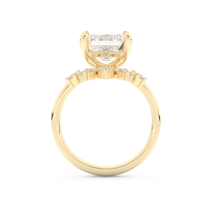 Emerald Cut Moissanite Bridal Set with Solitaire Settings– 3.71 CT Center, 0.41 TCW Accents