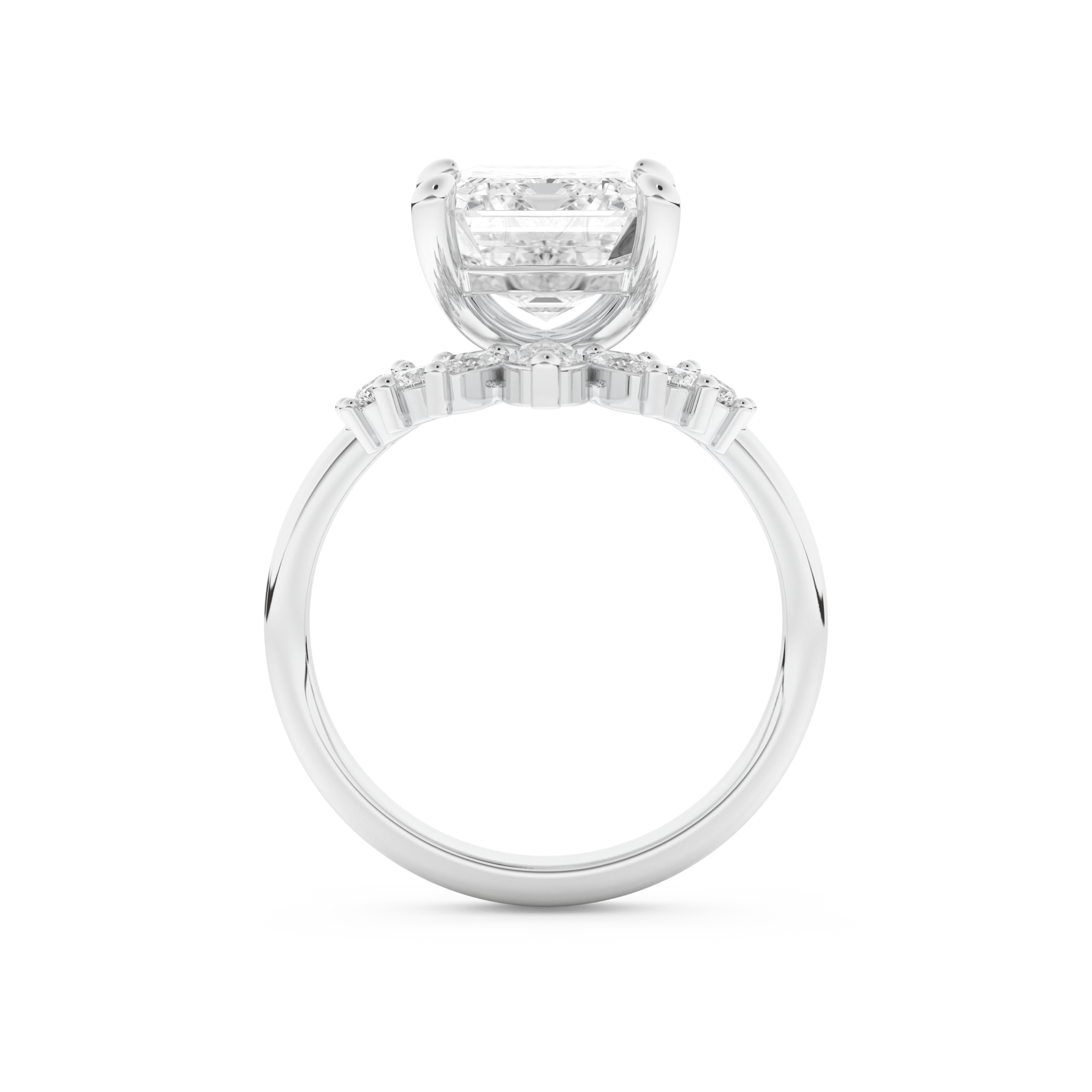 Emerald Cut Moissanite Bridal Set with Solitaire Settings– 3.71 CT Center, 0.41 TCW Accents 5