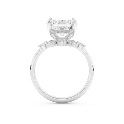 Emerald Cut Moissanite Bridal Set with Solitaire Settings– 3.71 CT Center, 0.41 TCW Accents