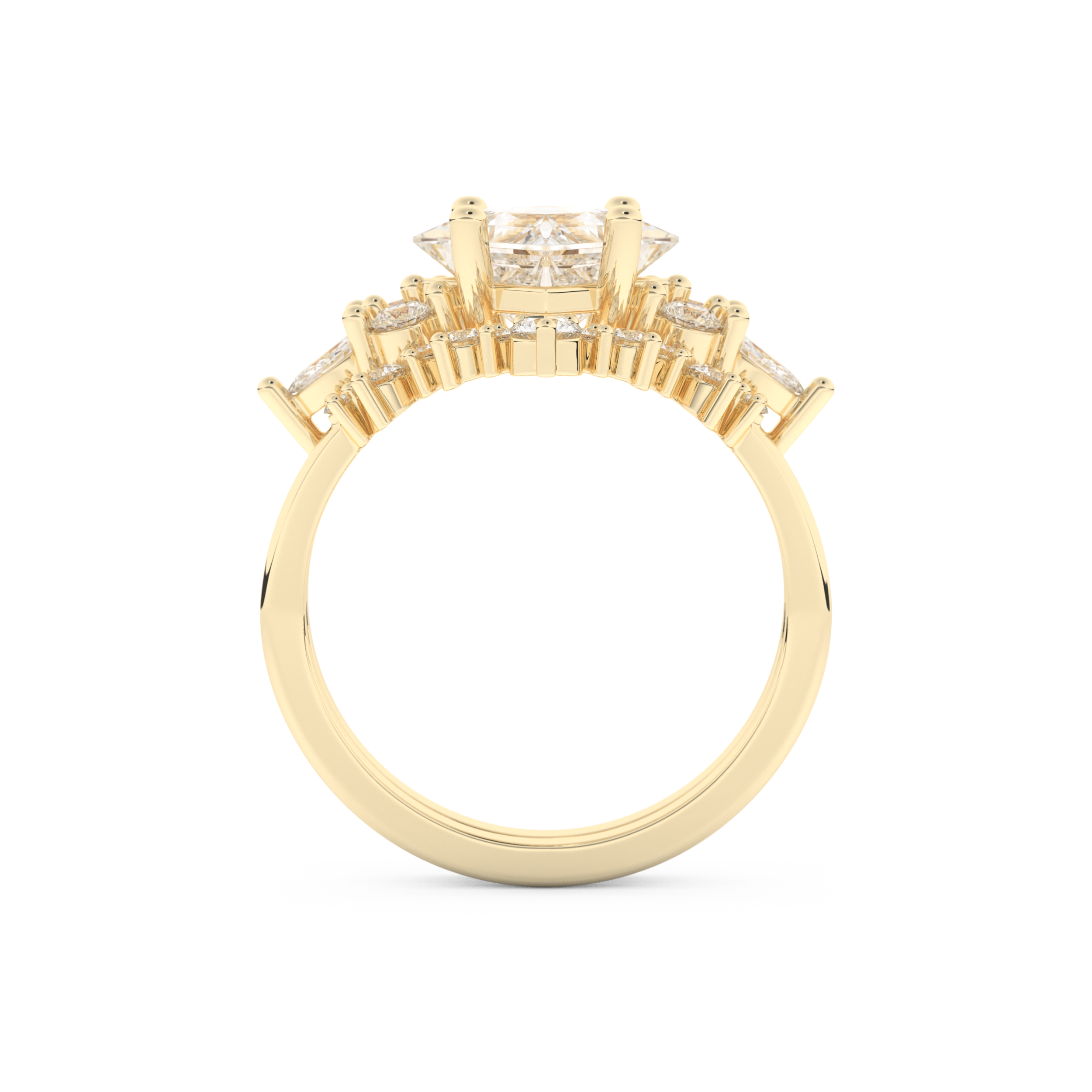 Princess Cut Moissanite Bridal Set with Cluster Settings– 1.72 CT Center, 0.47 TCW Accents 11