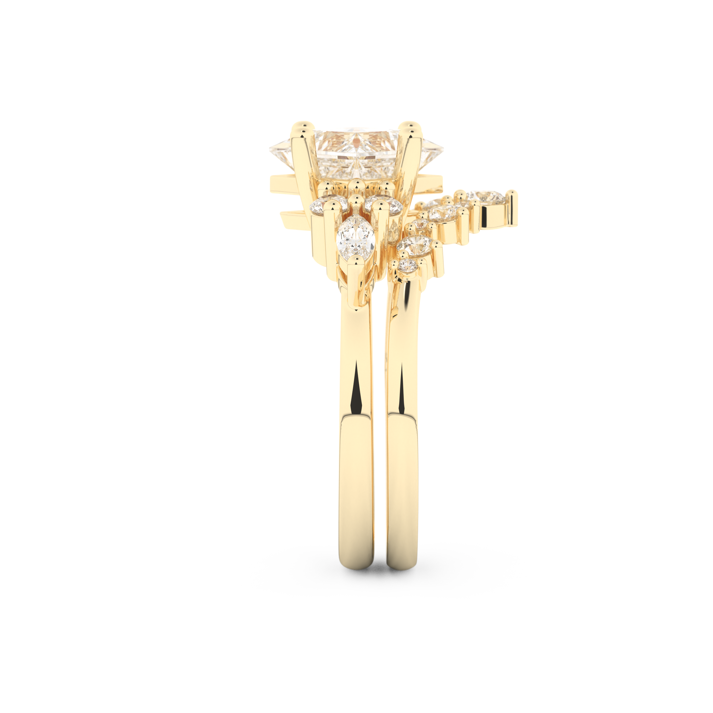 Princess Cut Moissanite Bridal Set with Cluster Settings– 1.72 CT Center, 0.47 TCW Accents 12