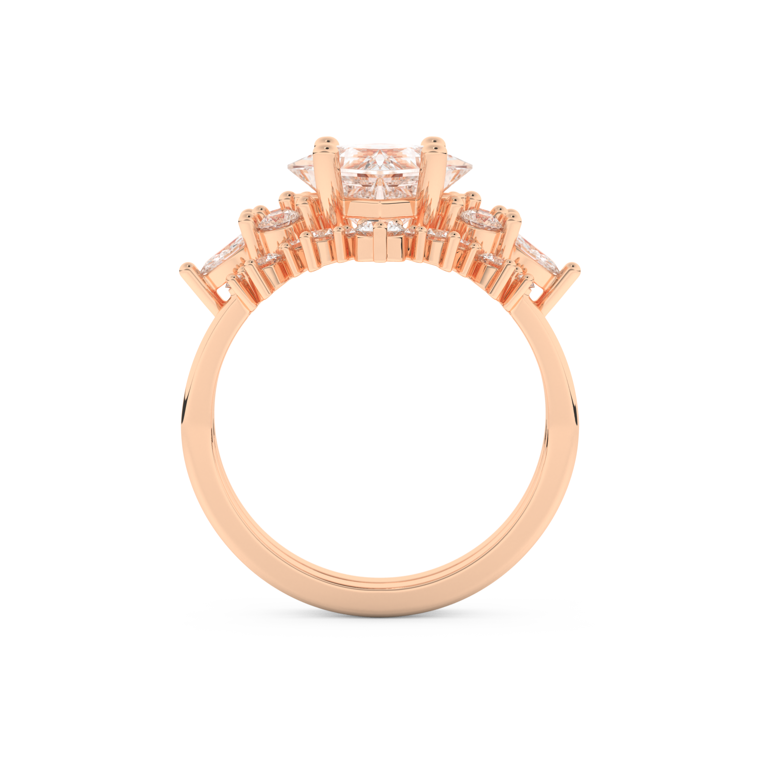 Princess Cut Moissanite Bridal Set with Cluster Settings– 1.72 CT Center, 0.47 TCW Accents 17