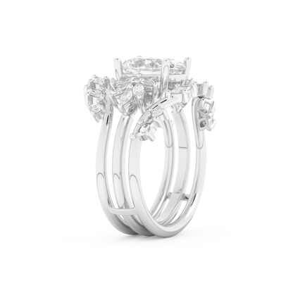 Oval Cut Moissanite Bridal Set with Cluster Settings– 1.67 CT Center, 0.45 TCW Accents
