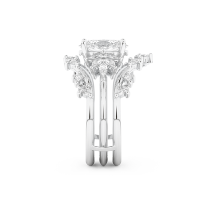 Oval Cut Moissanite Bridal Set with Cluster Settings– 1.67 CT Center, 0.45 TCW Accents