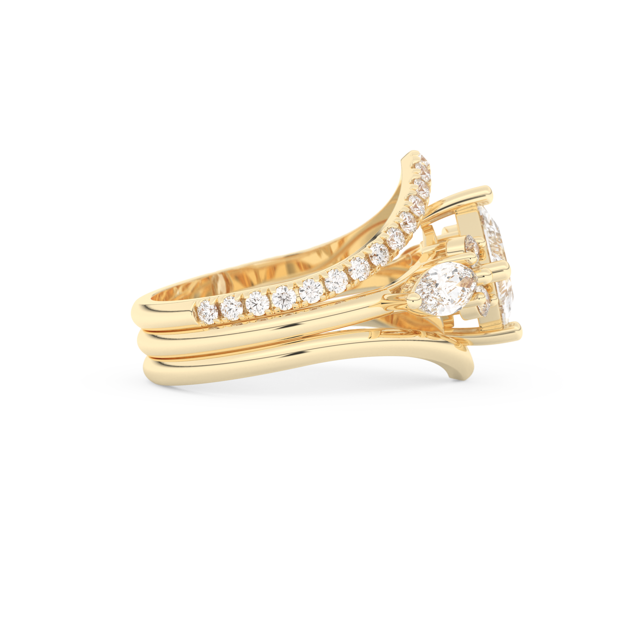 Princess Cut Moissanite Bridal Set with Cluster Settings  – 1.04 CT Center, 0.75 TCW Accents 8