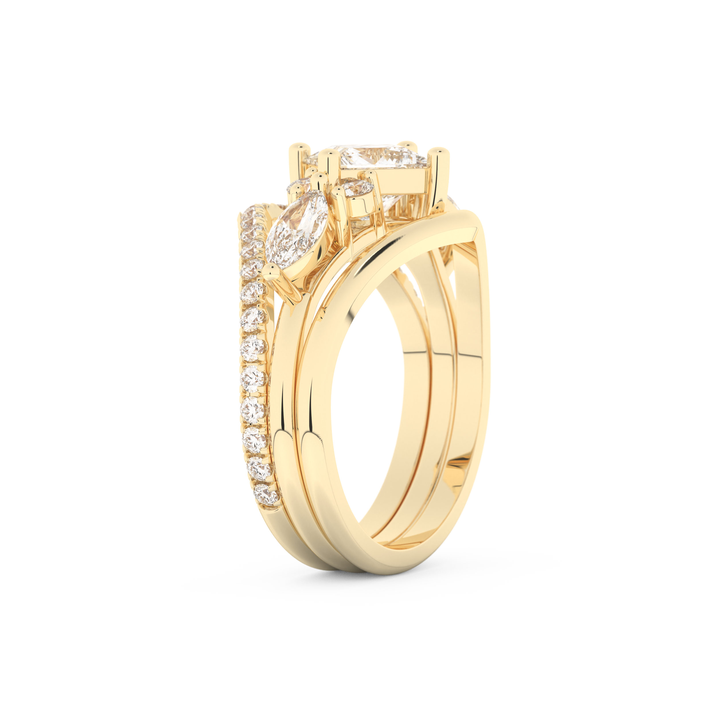 Princess Cut Moissanite Bridal Set with Cluster Settings  – 1.04 CT Center, 0.75 TCW Accents 10