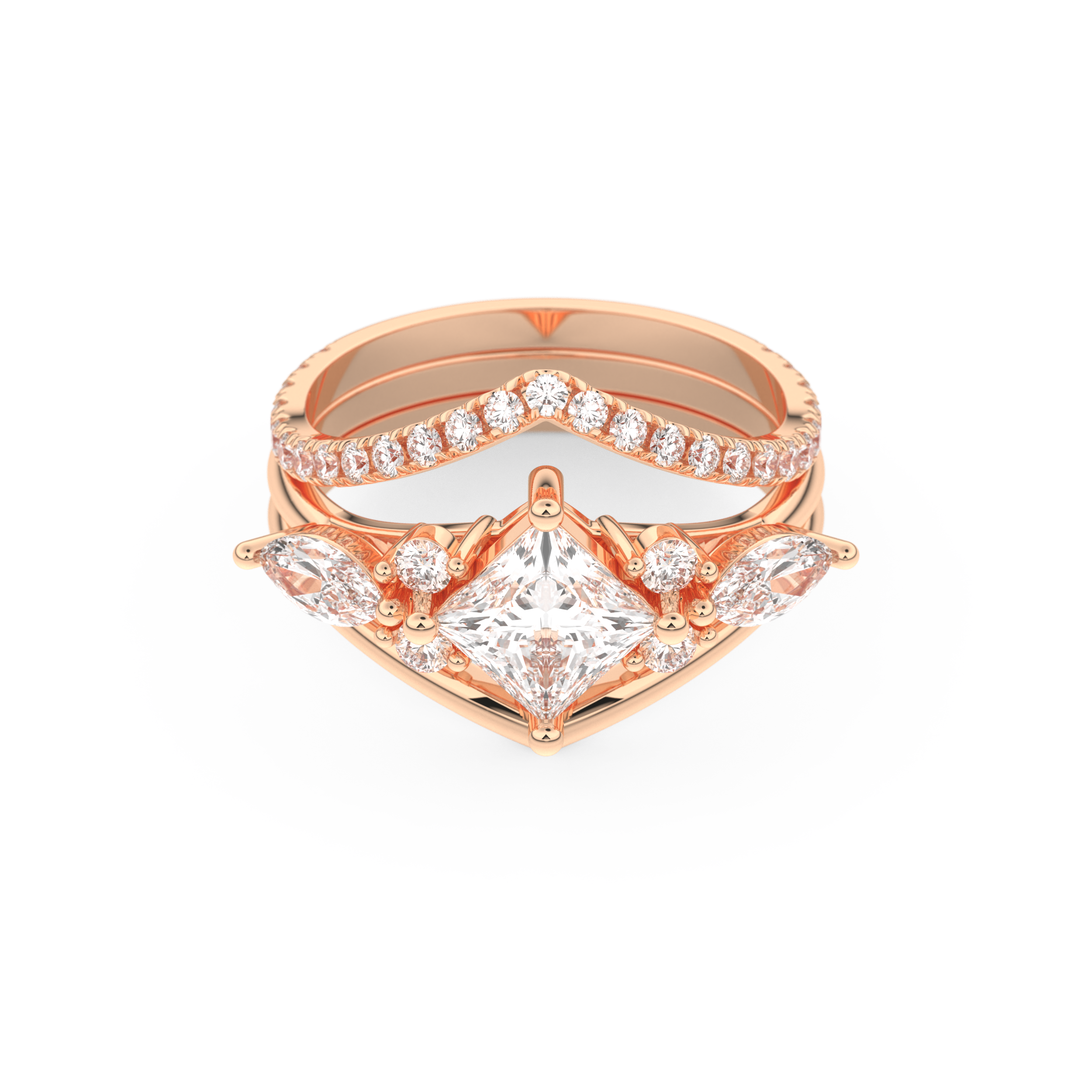 Princess Cut Moissanite Bridal Set with Cluster Settings  – 1.04 CT Center, 0.75 TCW Accents 13